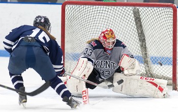 Nobles Jr. F Becca Gilmore scores GWG with 1:38 remaining to lift Nobles to a 2-1 semifinal win over Kent. Nobles faces Loomis in Sunday's title game.