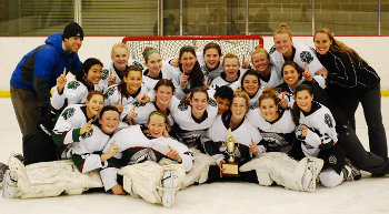 New Hampton, which went 4-0 and did not allow a single goal, celebrates their Watkins Tournament championship.