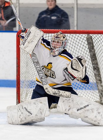 BB&N junior goaltender Rei Halloran was sharp in the 2-1 quarterfinal loss to Nobles. 