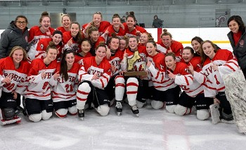 Rivers celebrates its D-II Championship Sunday at the Worcester Ice Center. #2 Rivers edged #1 Brooks, 3-1.