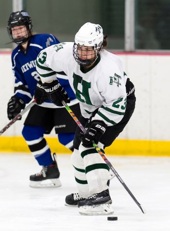 Hebron sophomore Logan Arseneau had two goals and one assist in the Lumberjacks' 4-3 loss at Berwick Academy Thurs. Feb. 22nd.