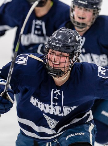 Nobles junior Courtney Hyland is all smiles after scoring what proved to be the GWG against BB&N.