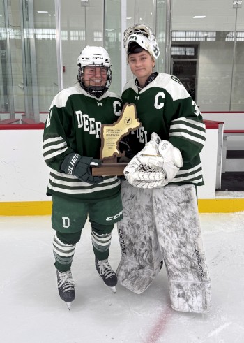 Deerfield (17-6-2) won the (Patsy Odden) Large School Championship. Pictured are senior captains Allie Corrieri (left) and Campbell Krotee (right). Kr