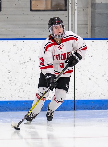 St. George's senior D Madi Aumann had a solid game despite the Dragons' 5-0 loss to Nobles.
